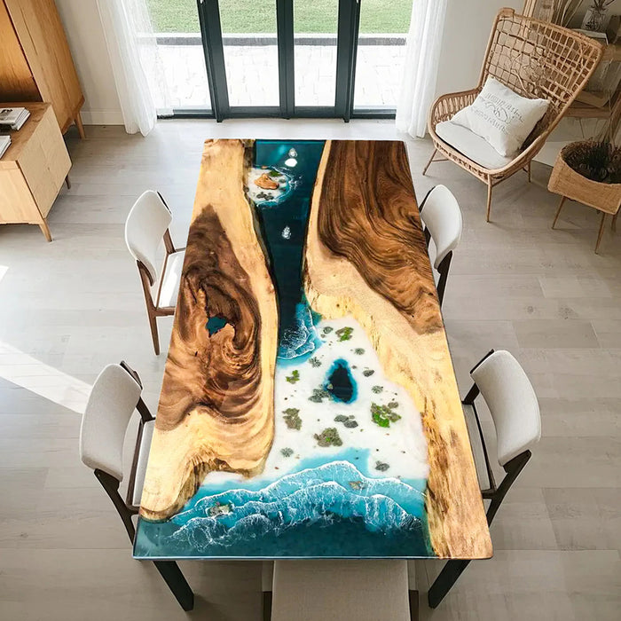 Artistic Walnut Ocean Waves Table For Dining Room WRT-85
