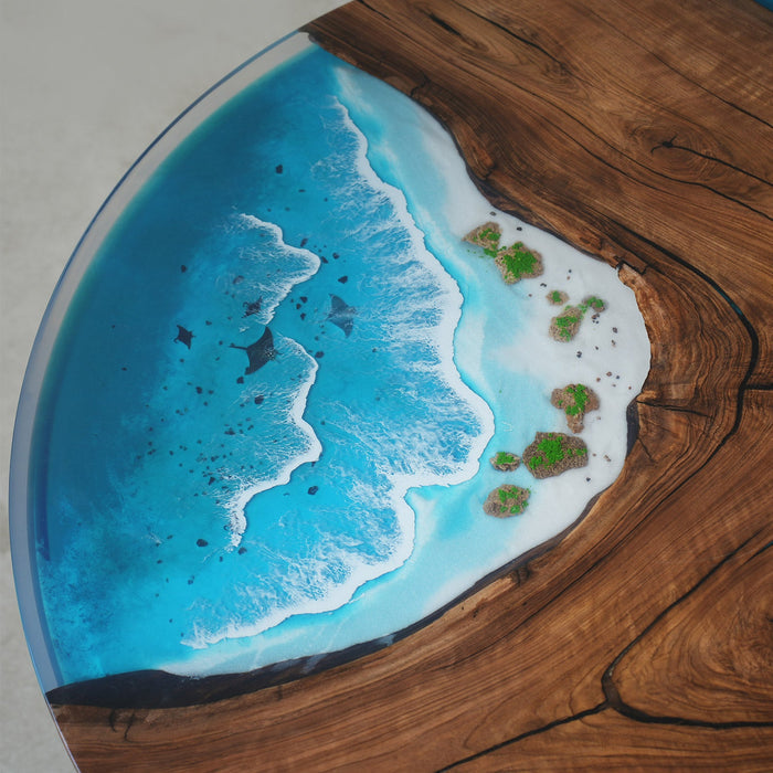 Black Walnut Blue Islands Epoxy Coffee Table CRT-15