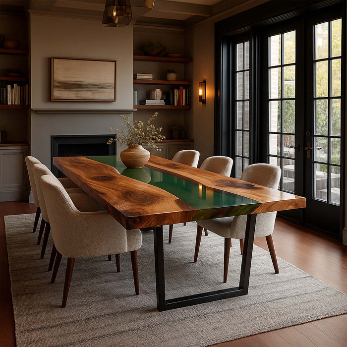 Premium Black Walnut Live Edge Epoxy River Table BRT-91