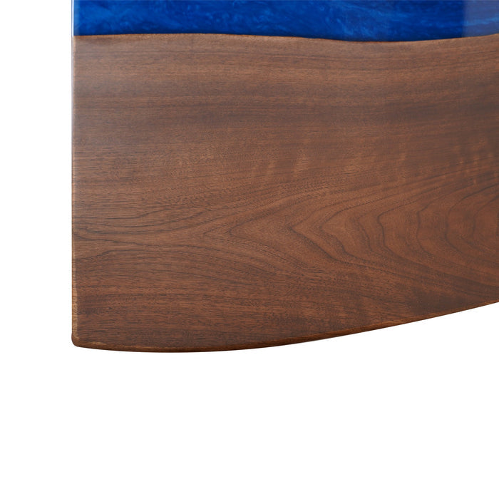 Custom Black Walnut Epoxy and Wood Dining Table Blue Resin BRT-50