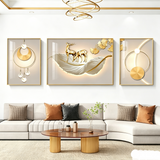 Modern Light Luxury Sofa Background Wall Painting Three-panel Feather Mural for Living Room