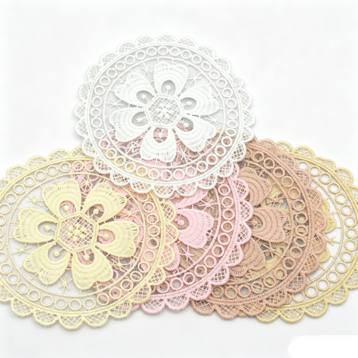 Mesh  Coffee Coaster Placemats  Embroidered Pastoral Coaster Coffee Table Mats