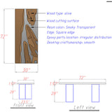 Modern Olive Wood Epoxy Resin Dining Table Transparent Black ORT-61