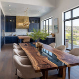 Handcrafted Black Walnut Live Edge Epoxy River Dining Table BRT-58