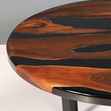 Custom Black Walnut Epoxy Resin Round Coffee Table Black Resin CRT-57