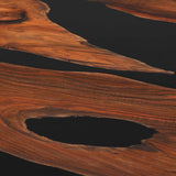 Custom Black Walnut Epoxy Resin Round Coffee Table Black Resin CRT-57