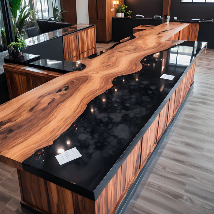 Custom Black Walnut Epoxy Resin Countertop Black Resin BRT-38