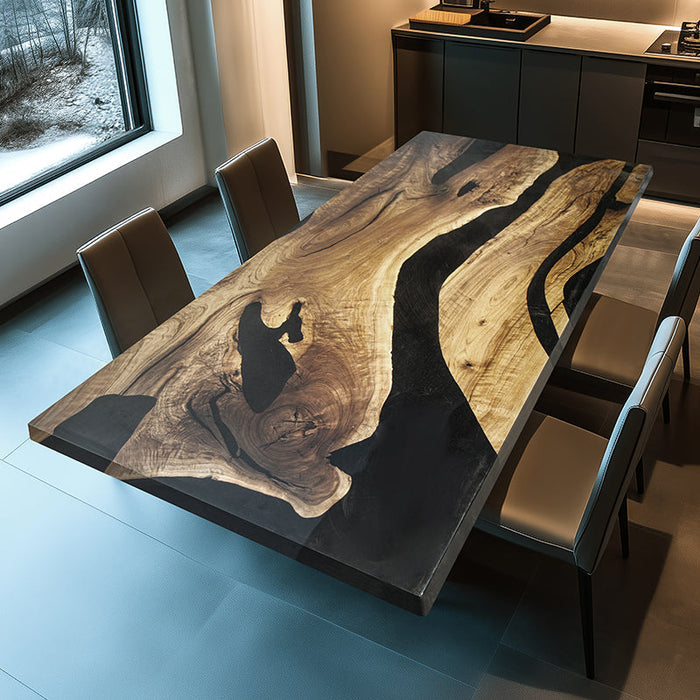 Custom Olive Black Epoxy Resin Dining Table ORT-50