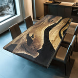 Custom Olive Black Epoxy Resin Dining Table ORT-50