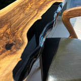 Custom Black Walnut Epoxy Resin River Table Black Pearl BRT-63