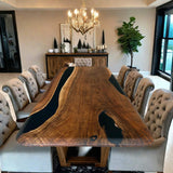 Custom Black Walnut Epoxy Resin River Table Black Resin BRT-31