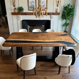 Custom Black Walnut Epoxy Resin River Table Black Resin BRT-31