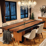Custom Black Walnut Epoxy Resin River Table Black Resin BRT-73