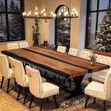 Custom Black Walnut Epoxy Resin River Table Black Resin BRT-73