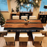 Custom Black Walnut Epoxy Resin River Table Black Resin BRT-73