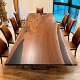 Custom Black Walnut Epoxy Resin River Table Black Resin BRT-98
