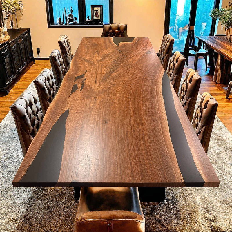 Custom Black Walnut Epoxy Resin River Table Black Resin BRT-98