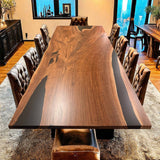 Custom Black Walnut Epoxy Resin River Table Black Resin BRT-98
