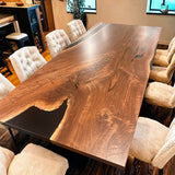 Custom Black Walnut Epoxy Resin River Table Black Resin BRT-98