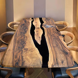 Custom Black Walnut Epoxy Resin River Table Black Resin BRT-64