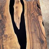 Custom Black Walnut Epoxy Resin River Table Black Resin BRT-64