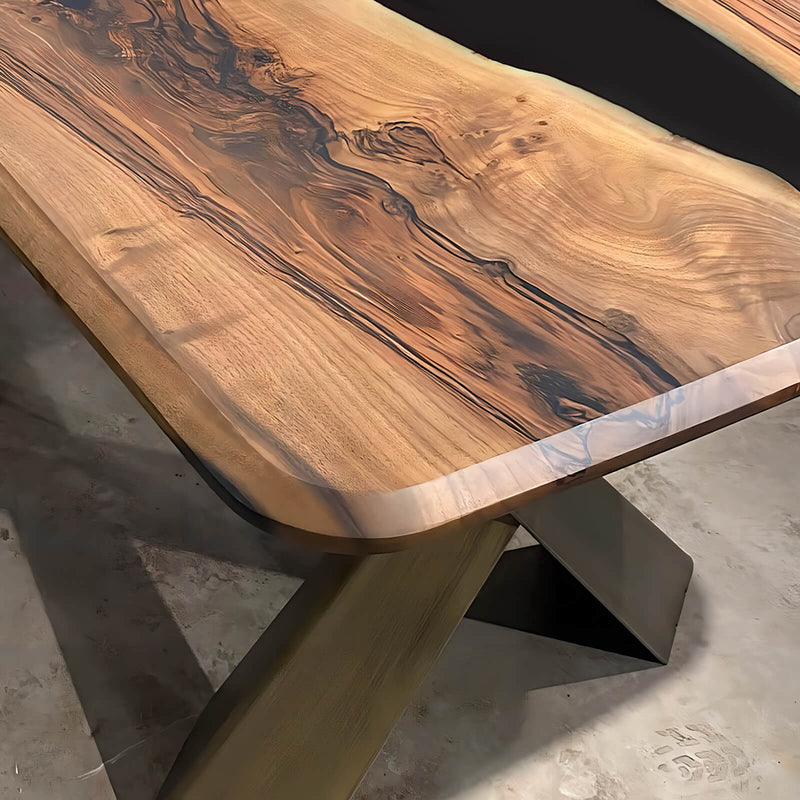 Custom Black Walnut Epoxy Resin River Table Black Resin BRT-64