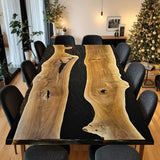Custom Walnut Epoxy Resin River Table Black Resin WRT-20