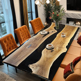 Custom Walnut Epoxy Resin River Table Black Resin WRT-20