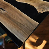 Custom Walnut Epoxy Resin River Table Black Resin WRT-20