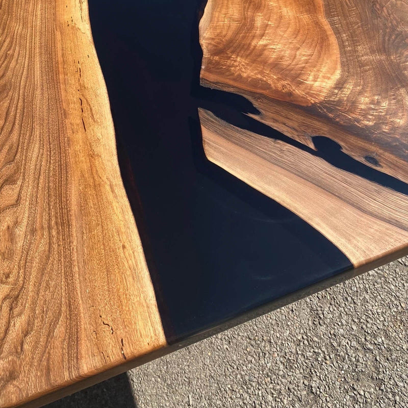 Custom Walnut Epoxy Resin River Table Black Resin WRT-81