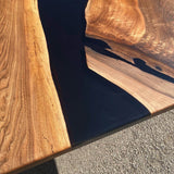 Custom Walnut Epoxy Resin River Table Black Resin WRT-81