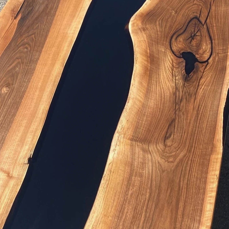 Custom Walnut Epoxy Resin River Table Black Resin WRT-81