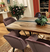 Custom Black Walnut Epoxy Resin River Table Black Resin BRT-20
