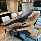 Custom Black Walnut Epoxy Resin River Table Black Resin BRT-66