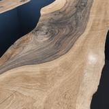Custom Black Walnut Epoxy Resin River Table Black Resin BRT-66