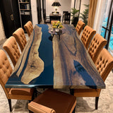 Custom Black Walnut Epoxy Resin River Table Black Resin BRT-104