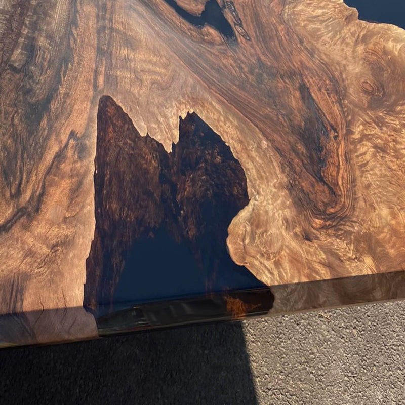 Custom Black Walnut Epoxy Resin River Table Black Resin BRT-104