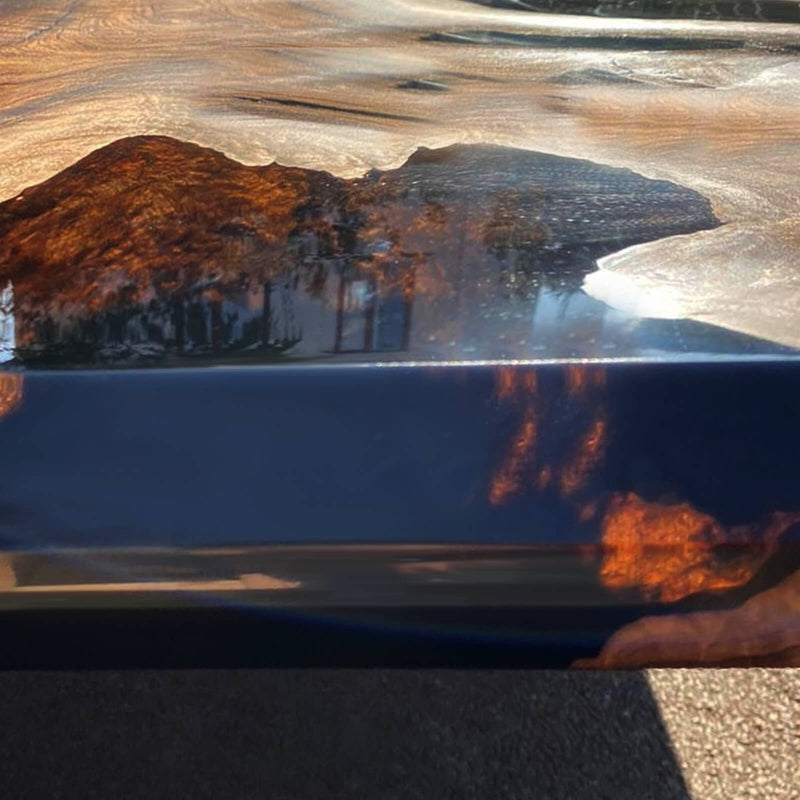 Custom Black Walnut Epoxy Resin River Table Black Resin BRT-104