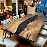 Custom Black Walnut Epoxy Resin River Table Black Resin BRT-23