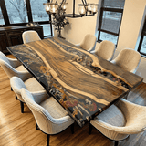 Custom Black Walnut Epoxy Resin Flower Table Black Resin BRT-06