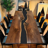 Custom Black Walnut Epoxy Resin River Table Black Resin BRT-100