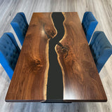 Custom Black Walnut Epoxy Resin River Table Black Resin BRT-100