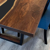 Custom Black Walnut Epoxy Resin River Table Black Resin BRT-100
