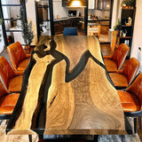 Custom Black Walnut Epoxy Resin River Table Black Resin BRT-22