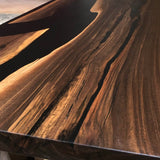 Custom Black Walnut Epoxy Resin River Table Black Resin BRT-95
