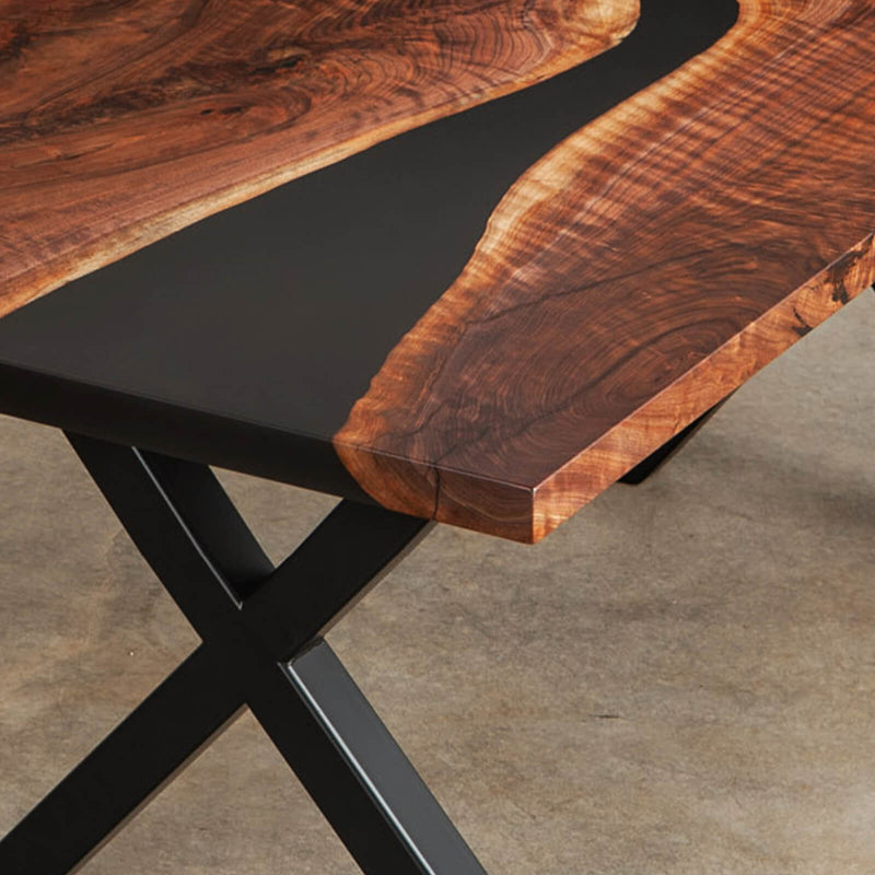 Custom Black Walnut Epoxy Resin River Table Black Resin BRT-71