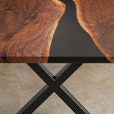 Custom Black Walnut Epoxy Resin River Table Black Resin BRT-71