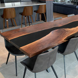 Custom Black Walnut Epoxy Resin River Table Black Resin Conference Table BRT-101
