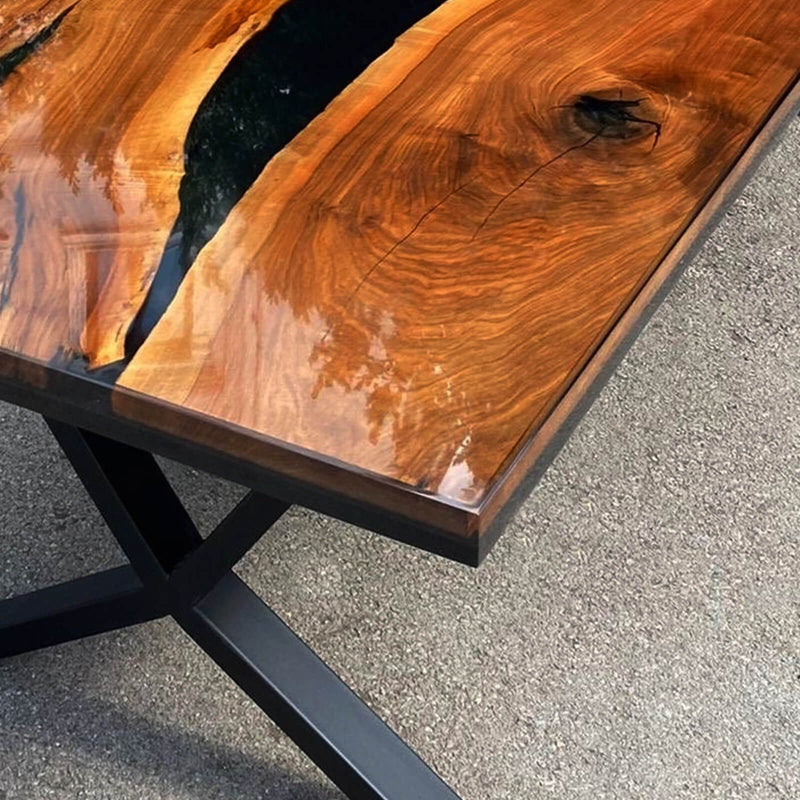 Custom Walnut Epoxy Resin River Table Black Resin WRT-82