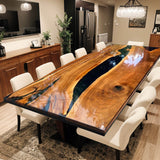 Custom Walnut Epoxy Resin River Table Black Resin WRT-82